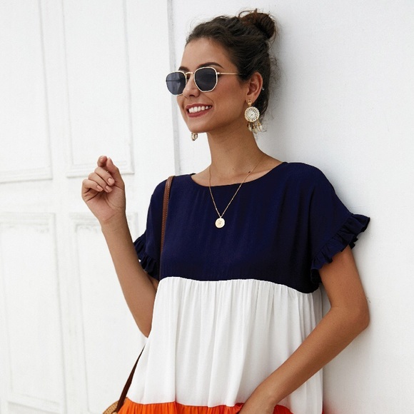 ❌ SOLD ❌ Colorblock Tiered Dress Dress, Size M, L, NWT - Picture 2 of 4